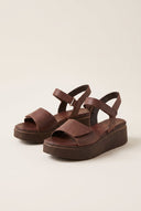 Flatform Sandals Velcro Strap - Brown Matte-Flatform Sandals Velcro Strap - Brown Matte