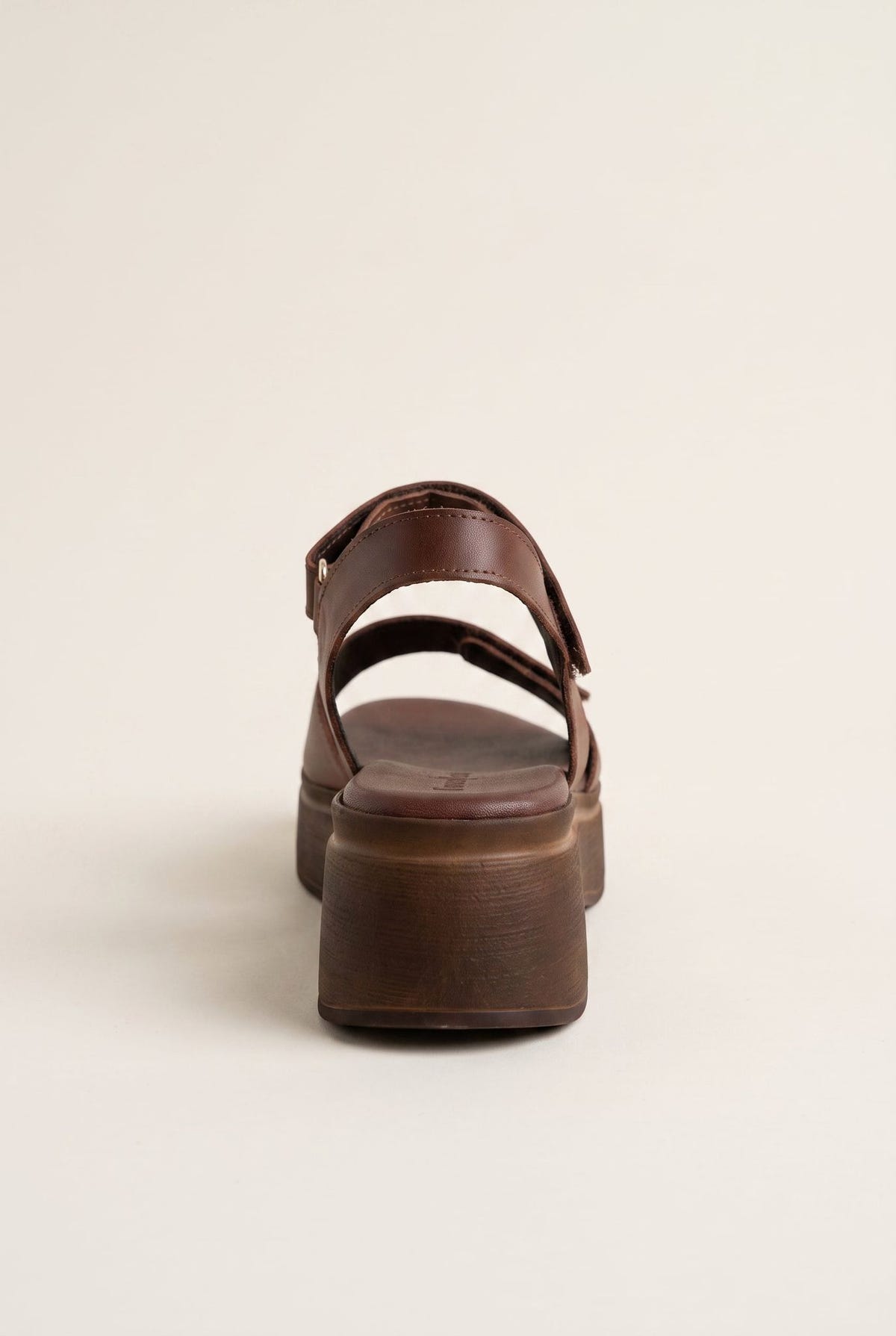 Flatform Sandals Velcro Strap - Brown Matte-Flatform Sandals Velcro Strap - Brown Matte