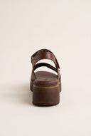 Flatform Sandals Velcro Strap - Brown Matte-Flatform Sandals Velcro Strap - Brown Matte