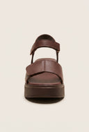 Flatform Sandals Velcro Strap - Brown Matte-Flatform Sandals Velcro Strap - Brown Matte