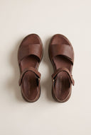 Flatform Sandals Velcro Strap - Brown Matte-Flatform Sandals Velcro Strap - Brown Matte