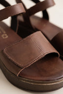 Flatform Sandals Velcro Strap - Brown Matte-Flatform Sandals Velcro Strap - Brown Matte