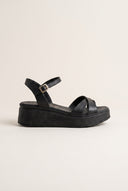 Flatform Sandals Crossover Strap - Black Matte