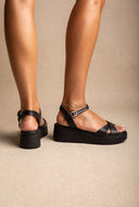 Flatform Sandals Crossover Strap - Black Matte