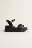 Flatform Sandals Crossover Strap - Black Matte
