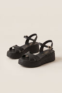 Flatform Sandals Crossover Strap - Black Matte