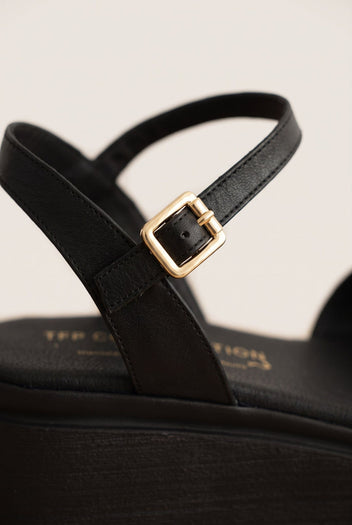 Flatform Sandals Crossover Strap - Black Matte