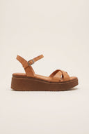 Flatform Sandals Crossover Strap - Tan Matte
