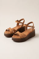 Flatform Sandals Crossover Strap - Tan Matte