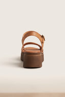 Flatform Sandals Crossover Strap - Tan Matte