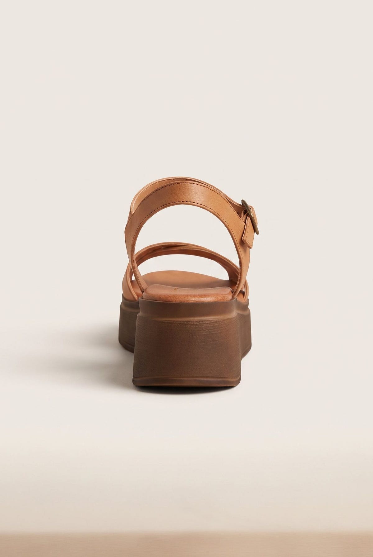 Flatform Sandals Crossover Strap - Tan Matte-Flatform Sandals Crossover Strap - Tan Matte
