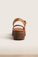 Flatform Sandals Crossover Strap - Tan Matte-Flatform Sandals Crossover Strap - Tan Matte