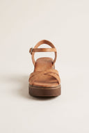 Flatform Sandals Crossover Strap - Tan Matte