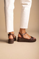 Flatform Sandals Crossover Strap - Brown Matte-Flatform Sandals Crossover Strap - Brown Matte
