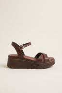 Flatform Sandals Crossover Strap - Brown Matte