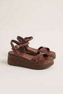 Flatform Sandals Crossover Strap - Brown Matte