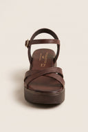 Flatform Sandals Crossover Strap - Brown Matte