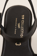 Block Heel Sandals Crossover Strap - Black Matte