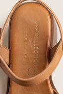Block Heel Sandals Crossover Strap - Tan Matte