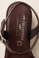 Block Heel Sandals Crossover Strap - Brown Matte