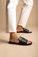 Flat Sandals Square Toe - Black Matte