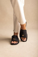 Flat Sandals Square Toe - Black Matte