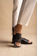 Flat Sandals Square Toe - Black Matte