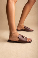 Flat Sandals Square Toe - Brown Matte