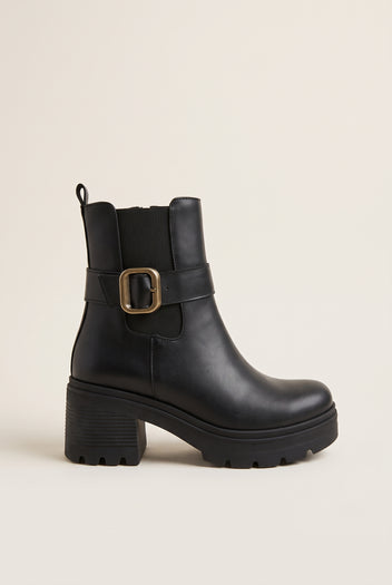 Chelsea-Stiefeletten mit Chunky-Sohle - Schwarz Matt