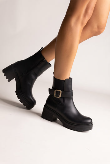 Chelsea-Stiefeletten mit Chunky-Sohle - Schwarz Matt