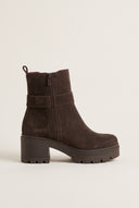 Chelsea Ankle Boots Chunky Sole - Brown Suede