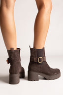 Chelsea Ankle Boots Chunky Sole - Brown Suede