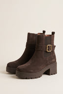 Chelsea Ankle Boots Chunky Sole - Brown Suede