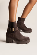 Chelsea Ankle Boots Chunky Sole - Brown Suede