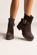 Chelsea Ankle Boots Chunky Sole - Brown Suede