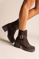 Chelsea Ankle Boots Chunky Sole - Brown Suede