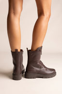 Ankle Boots mit Frontreißverschluss – Braun Matt