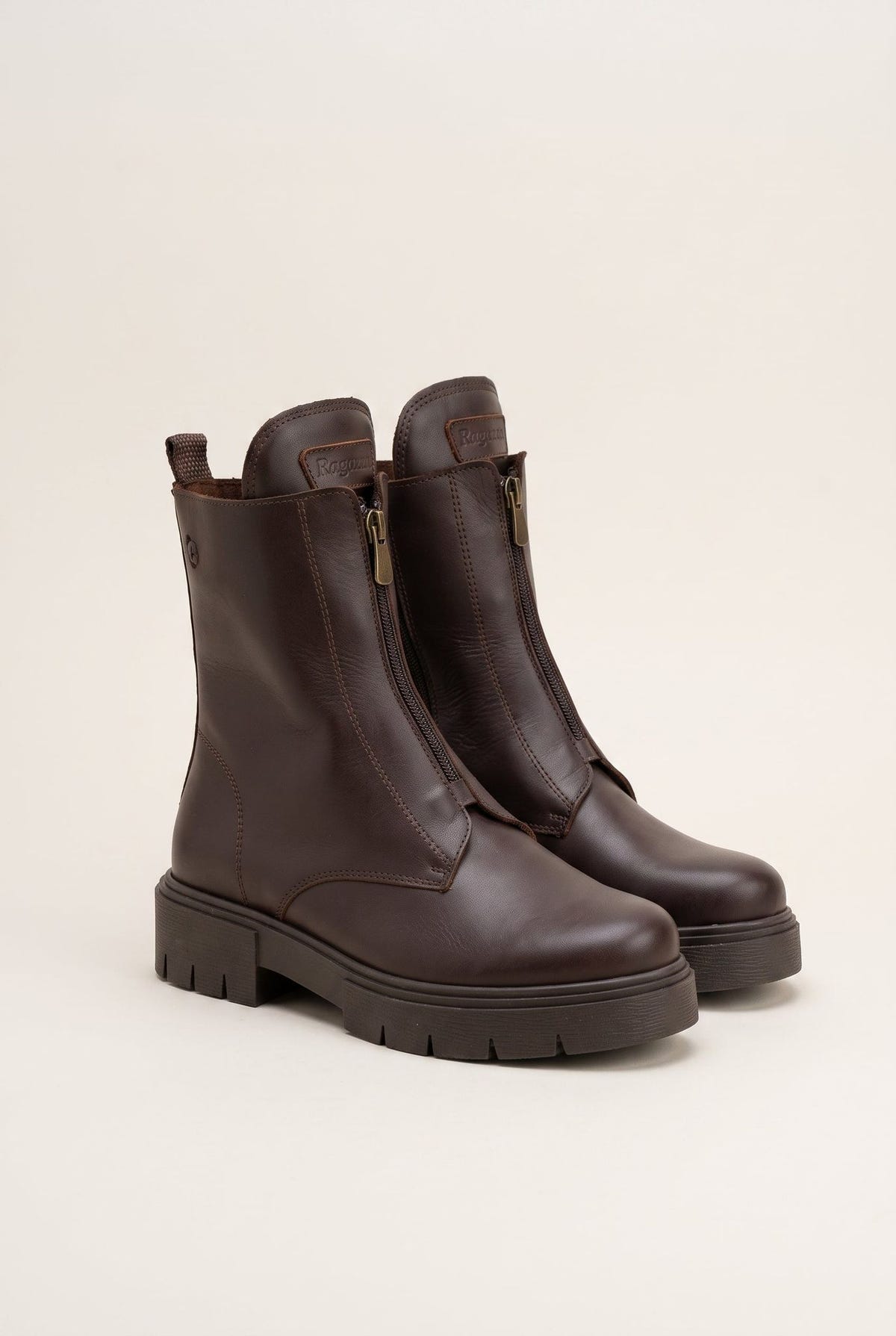Ankle Boots Front Zip - Brown Matte