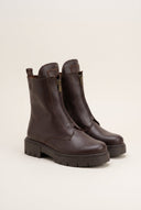 Ankle Boots Front Zip - Brown Matte