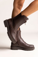 Ankle Boots mit Frontreißverschluss – Braun Matt