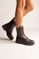 Ankle Boots mit Frontreißverschluss – Braun Matt