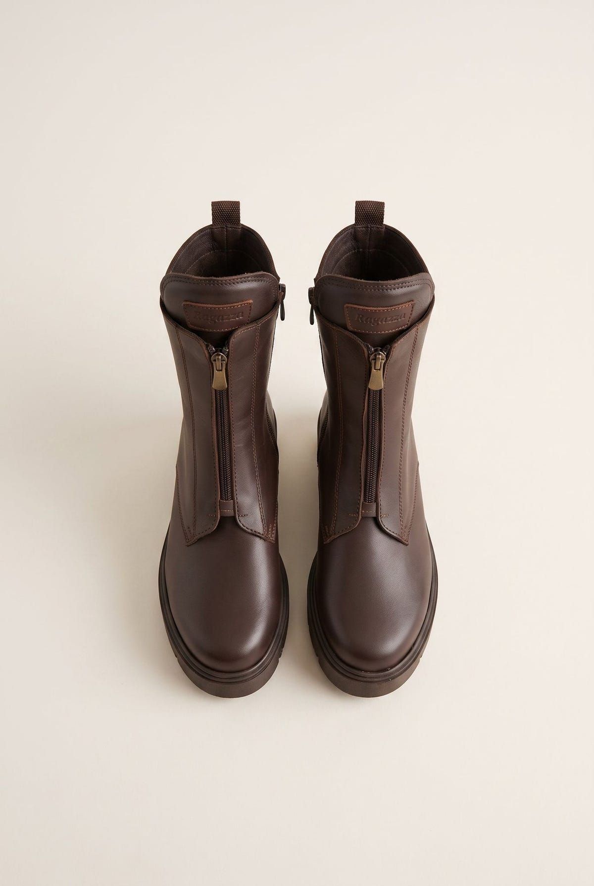 Ankle Boots Front Zip - Brown Matte