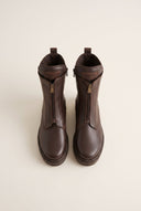 Ankle Boots Front Zip - Brown Matte