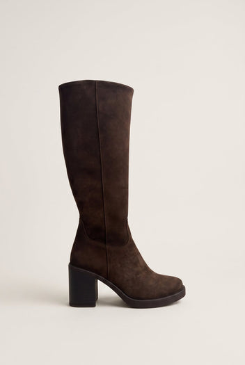 Boots Block Heel - Brown Suede