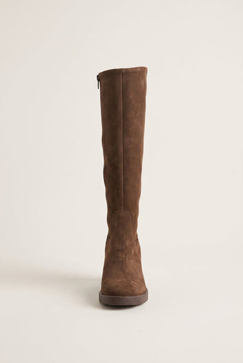Boots Block Heel - Brown Suede