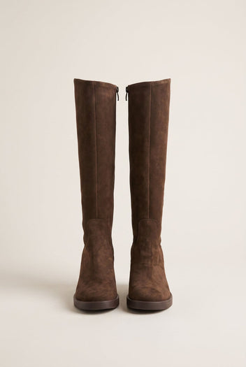 Boots Block Heel - Brown Suede