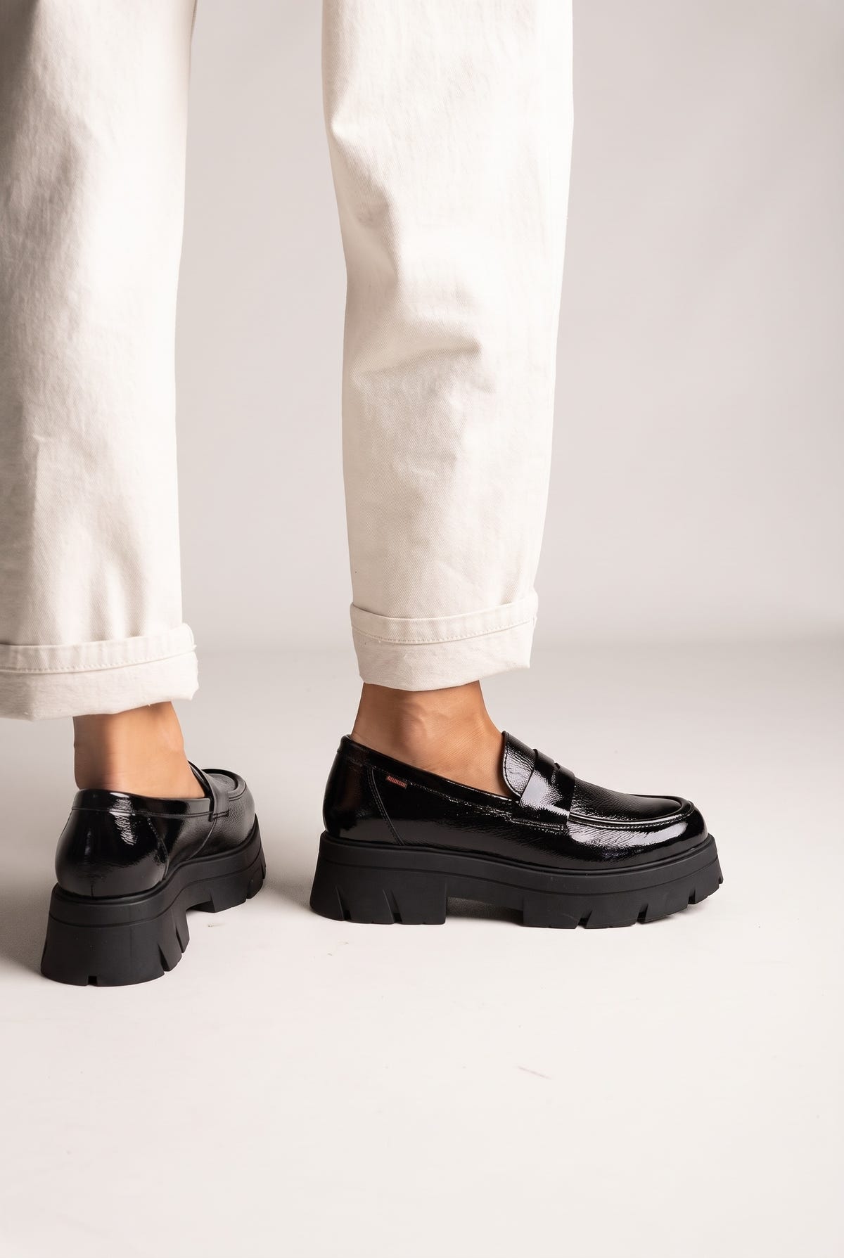 Mocassini penny con suola chunky – Nero vernice