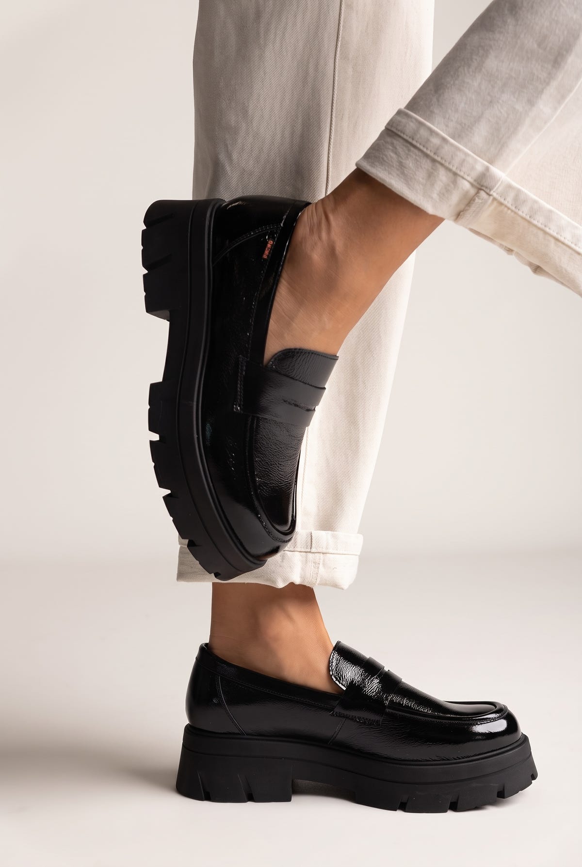 Mocassini penny con suola chunky – Nero vernice