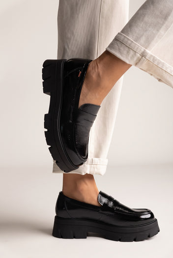 Mocassini penny con suola chunky – Nero vernice