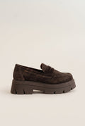 Chunky Sole Loafers Penny - Brown Suede